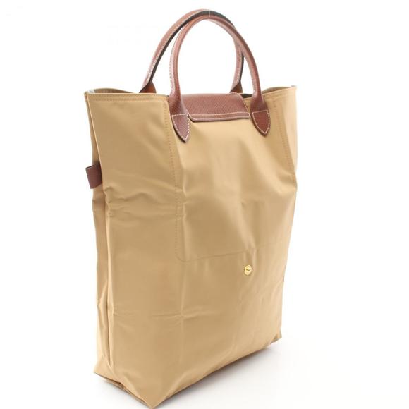 Longchamp Le Pliage Original M Tote Bag Nylon Leather Women's Brown Beige - Picture 3 of 5